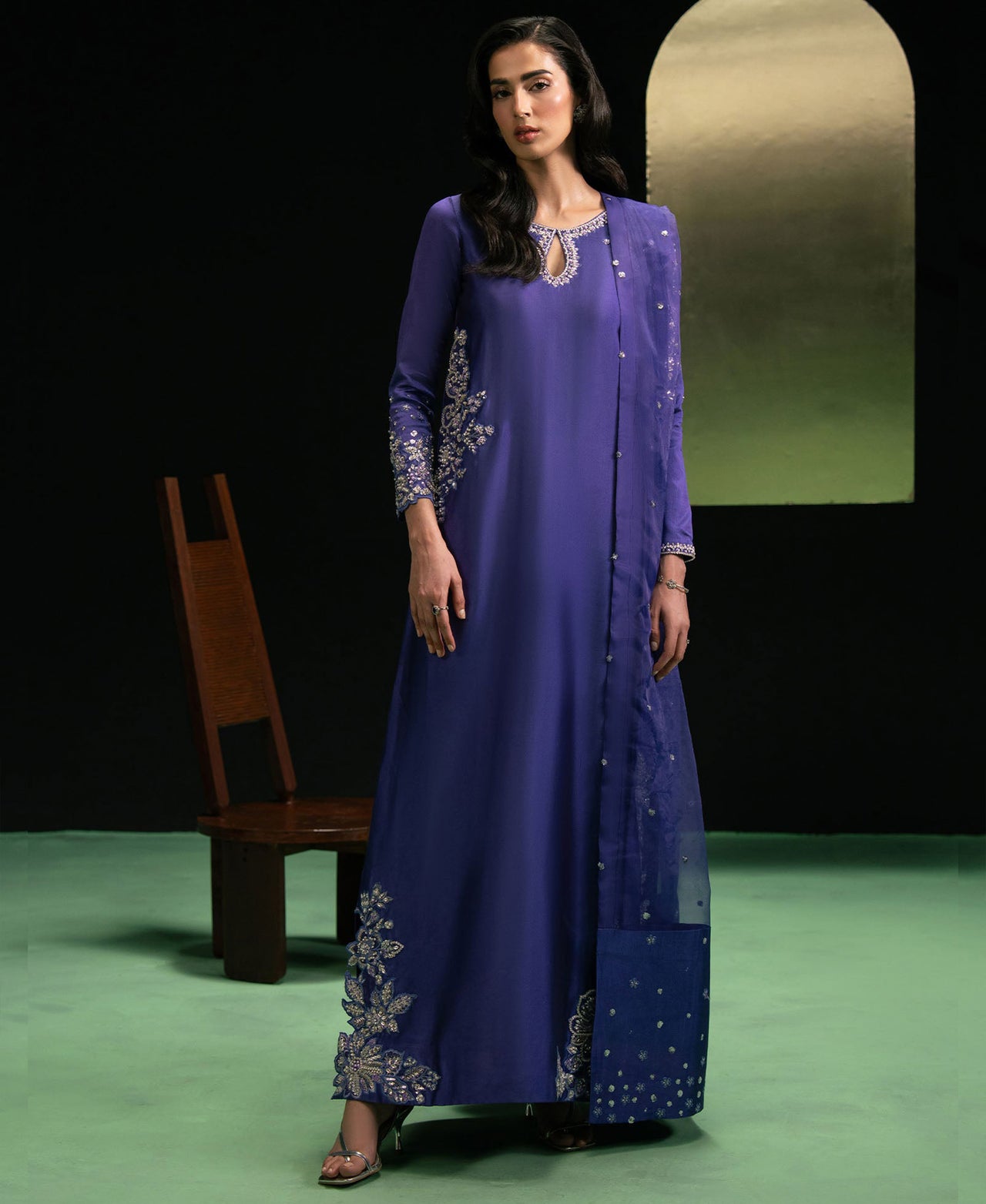 3 Piece Pure Russian Silk dress - Sapphire set