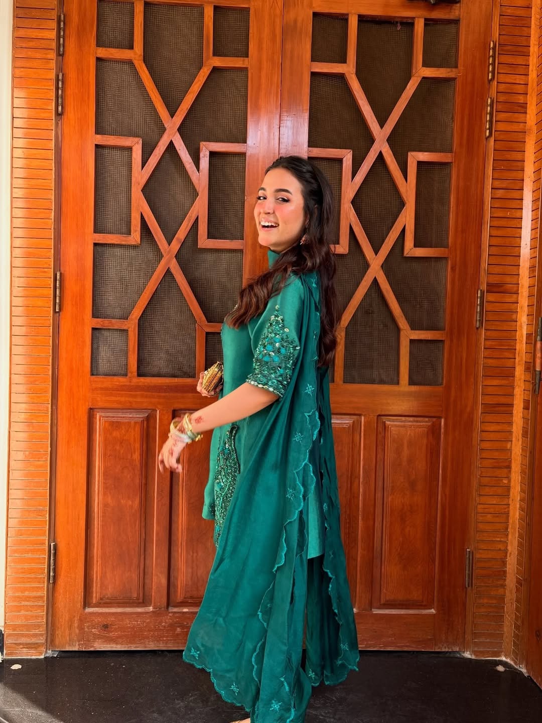 3 Pcs Shesha Silk Dress - Emerald Noor